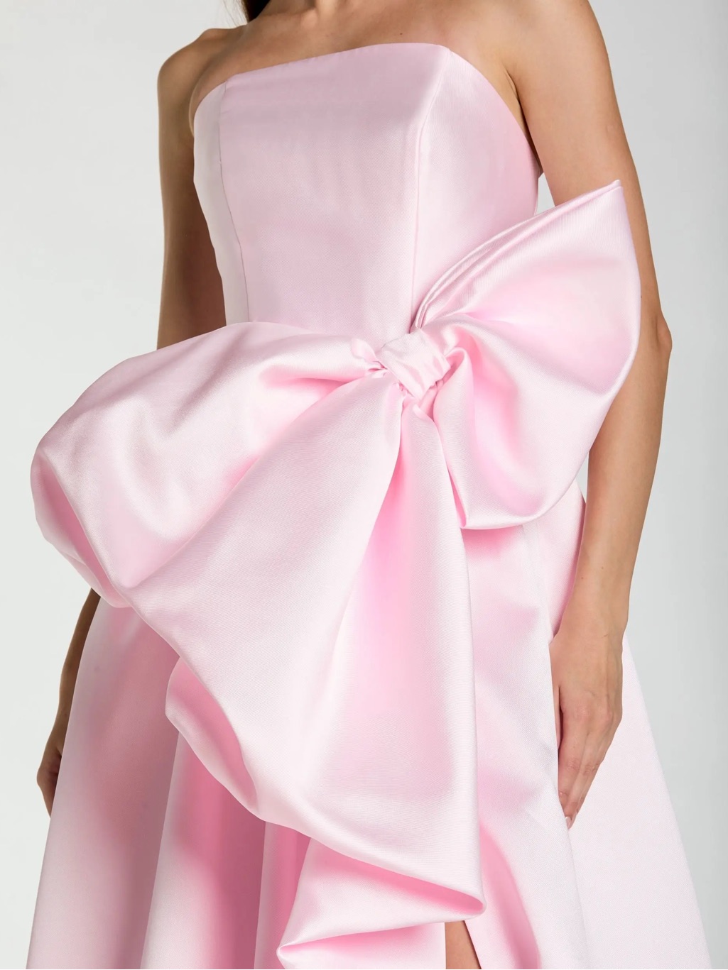 Mac Duggal 21245 Light Pink Mikado Strapless Bubble Hem Ball Gown With Bow Sz 10 — image 2 of 8